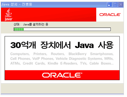 Java 설치가 진행됩니다.